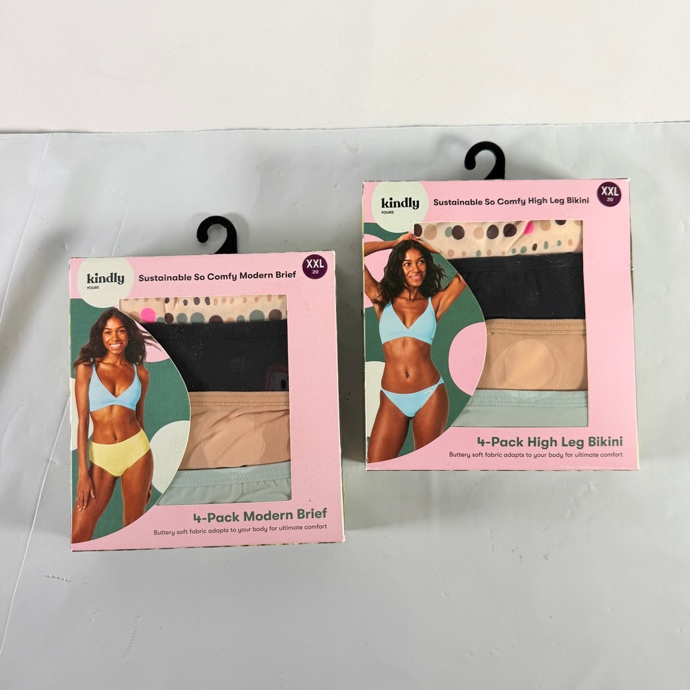 Kindly Yours Sustainable Comfy Underwear 8 Pair Modern Brief High Leg Bikini XXL